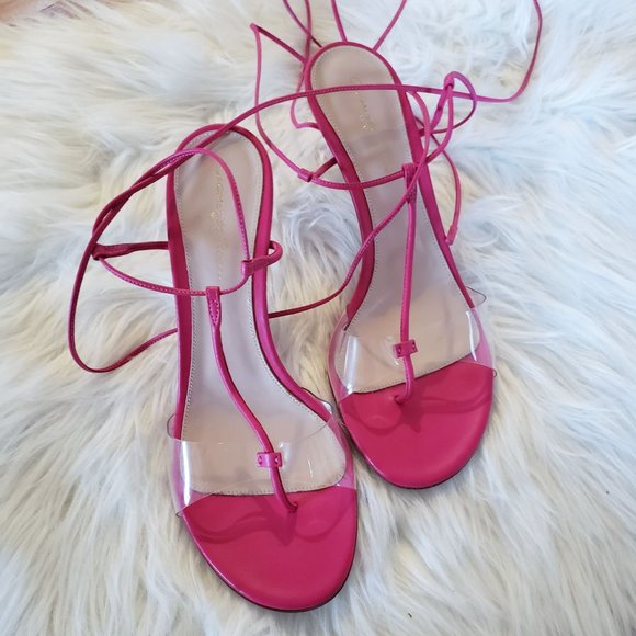 Gianvito Rossi *NEW* Gwyneth PVC Pink Leather Sandals - Picture 5 of 12